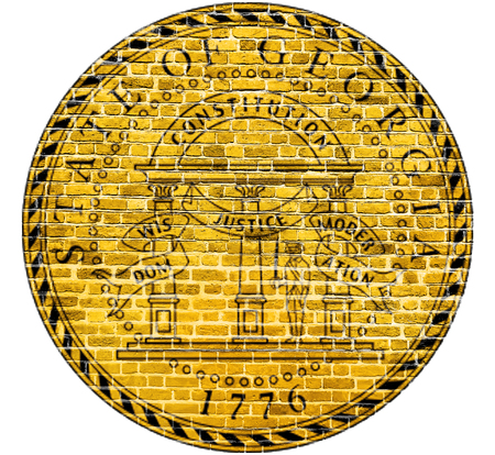 Georgia Seal US flag painted on old vintage brick wallの写真素材