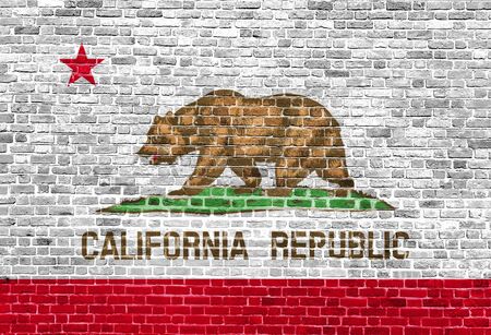 California Republic US flag painted on old vintage brick wallの写真素材