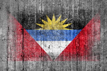 Antigua Barbuda flag painted on background texture gray concreteの写真素材