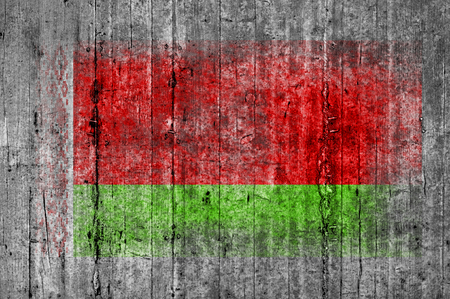 Belarus flag painted on background texture gray concreteの写真素材