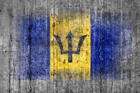 Barbados flag painted on background texture gray concreteの写真素材