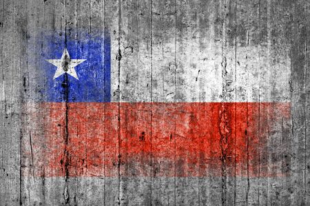 Chile flag painted on background texture gray concreteの写真素材