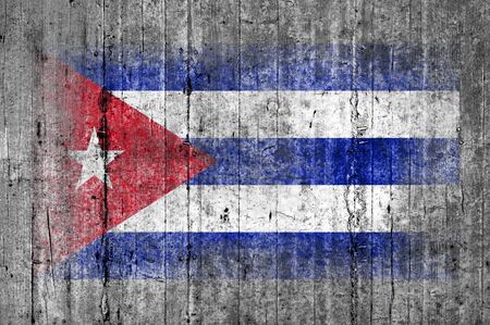 Cuba flag painted on background texture gray concreteの写真素材