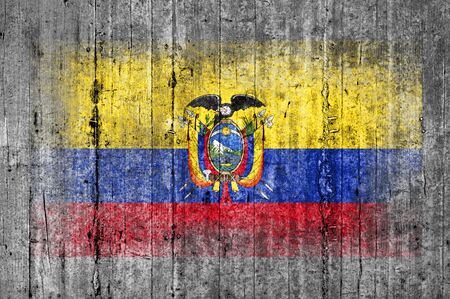 Ecuador flag painted on background texture gray concreteの写真素材
