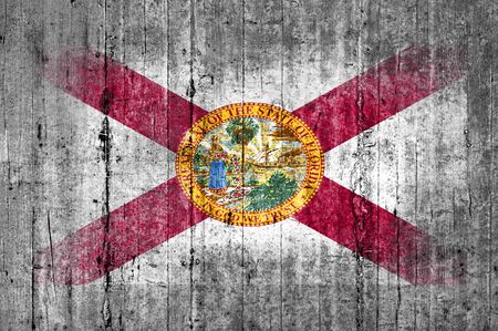 FLorida flag painted on background texture gray concreteの写真素材