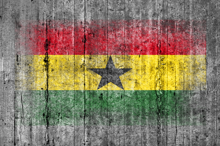 Ghana flag painted on background texture gray concreteの写真素材