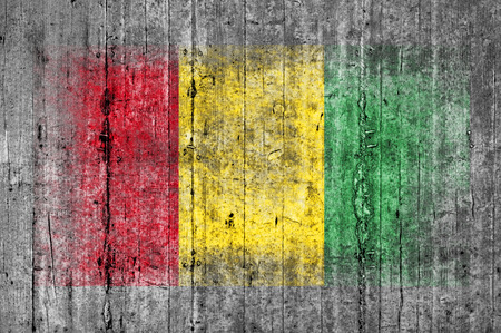 Guinea flag painted on background texture gray concreteの写真素材