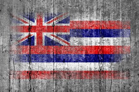 Hawaii flag painted on background texture gray concreteの写真素材