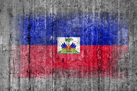 Haiti flag painted on background texture gray concreteの写真素材
