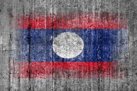 Laos flag painted on background texture gray concreteの写真素材