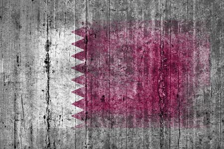 Qatar flag painted on background texture gray concreteの写真素材