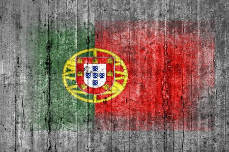 Portugal flag painted on background texture gray concreteの写真素材