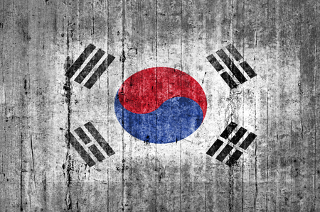 South Korea flag painted on background texture gray concreteの写真素材