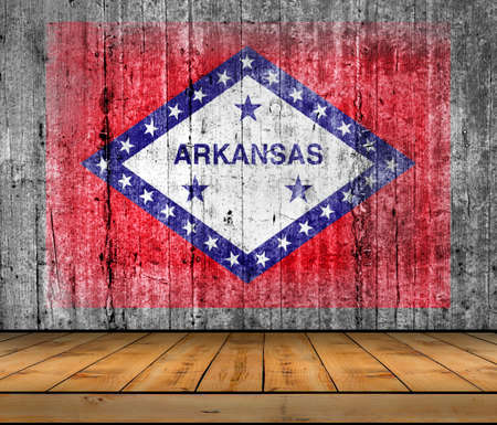 Arkansas concrete flag with wooden floorの写真素材