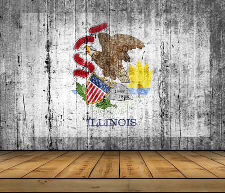 Illinois concrete flag with wooden floorのeditorial素材