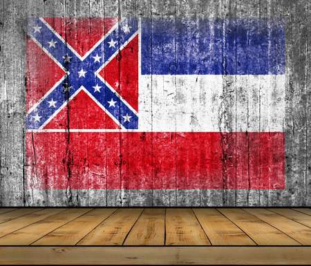 Mississippi concrete flag with wooden floorの写真素材