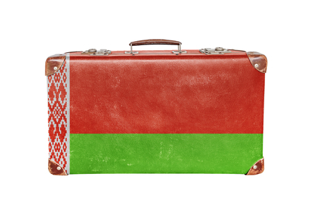 Vintage suitcase with Belarus  flagの写真素材