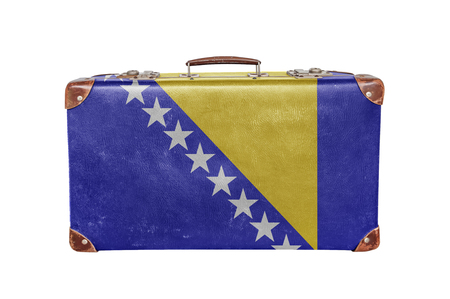 Vintage suitcase with Bosnia and Herzegovina flagの写真素材