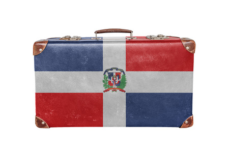 Vintage suitcase with Dominican Republic flagの写真素材