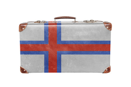 Vintage suitcase with Faroe Islands flagの写真素材