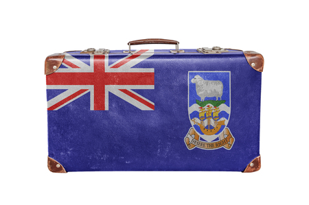 Vintage suitcase with Falkland Island flagの写真素材