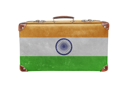 Vintage suitcase with India flagの写真素材