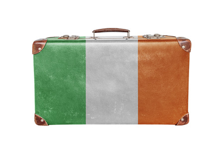 Vintage suitcase with Ireland flagの写真素材