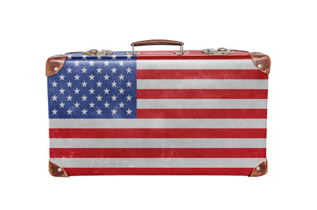 Vintage suitcase with US flagの写真素材