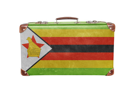 Vintage suitcase with Zimbabwe flagの写真素材