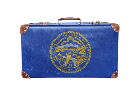 Vintage suitcase with Nebraska flagの写真素材
