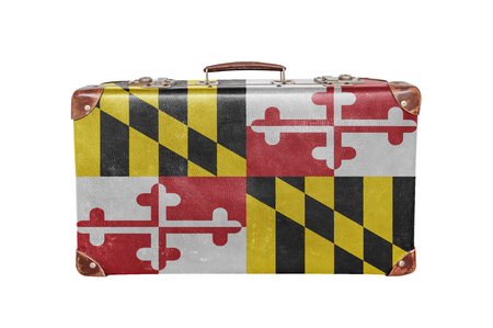 Vintage suitcase with Maryland flagの写真素材