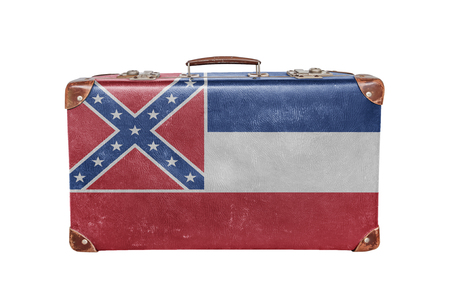 Vintage suitcase with Mississippi flagの写真素材