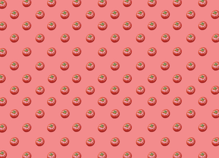 Lot of organic healthy fresh big red ripe tomatoes on red backgroundの写真素材