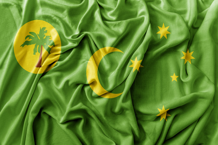 Ruffled waving Cocos Islands flagの写真素材