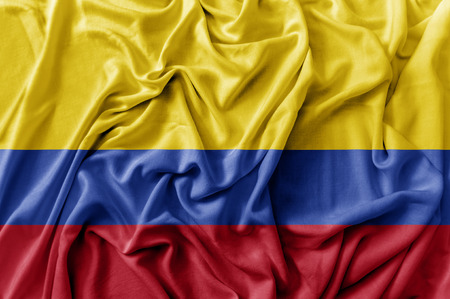 Ruffled waving Columbia flagの写真素材