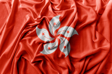 Ruffled waving Hong Kong flag