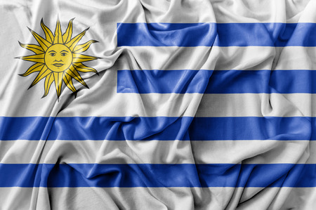 Ruffled waving Uruguay flagの写真素材
