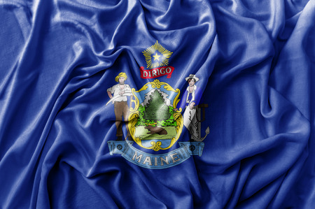 Ruffled waving United States Maine flagの写真素材