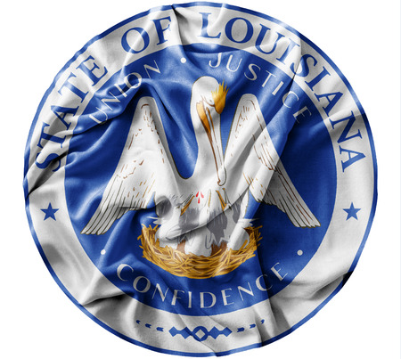 Ruffled waving United States Louisiana Seal flagの写真素材