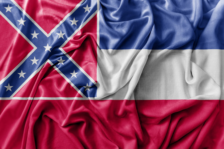 Ruffled waving United States Mississippi flagの写真素材