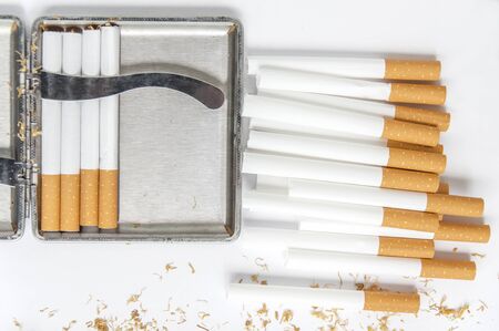 Cigarette paper for rolling with metal box for tobacco cigaretteの写真素材