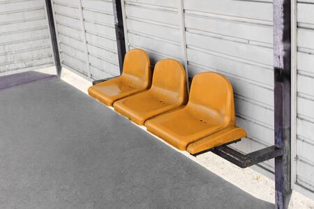 Modern bus stop in the city streetの写真素材