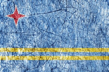 Grudge stone painted Aruba flagの写真素材