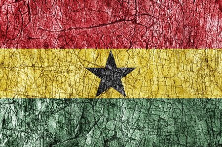 Grudge stone painted Ghana flagの写真素材