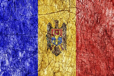 Grudge stone painted Moldova flagの写真素材