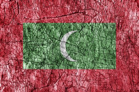 Grudge stone painted Maldives flagの写真素材