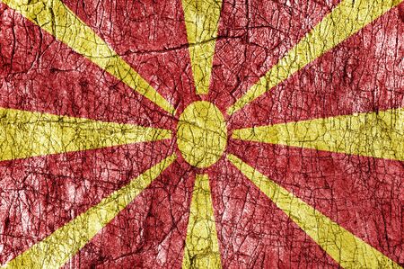 Grudge stone painted Macedonia flagの写真素材