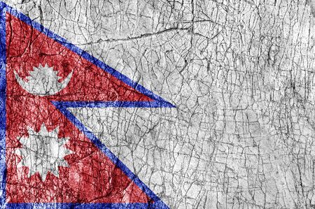 Grudge stone painted Nepal flagの写真素材