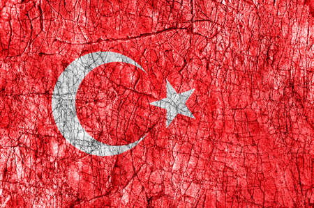 Grudge stone painted Turkey flagの写真素材
