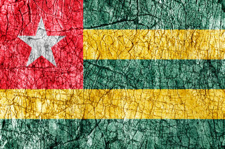 Grudge stone painted Togo flagの写真素材